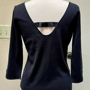 Ann Taylor black silk blend bow sweater
